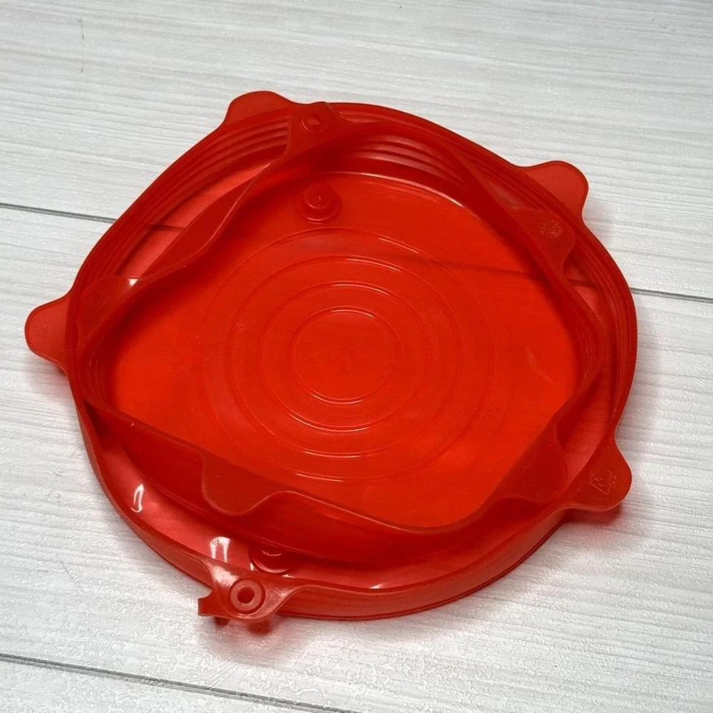 Pampered Chef Red Silicone Lid Set‎ Universal Food Storage Covers